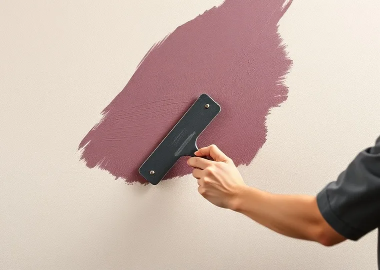 Application d'un enduit décoratif à la lisseuse sur un mur